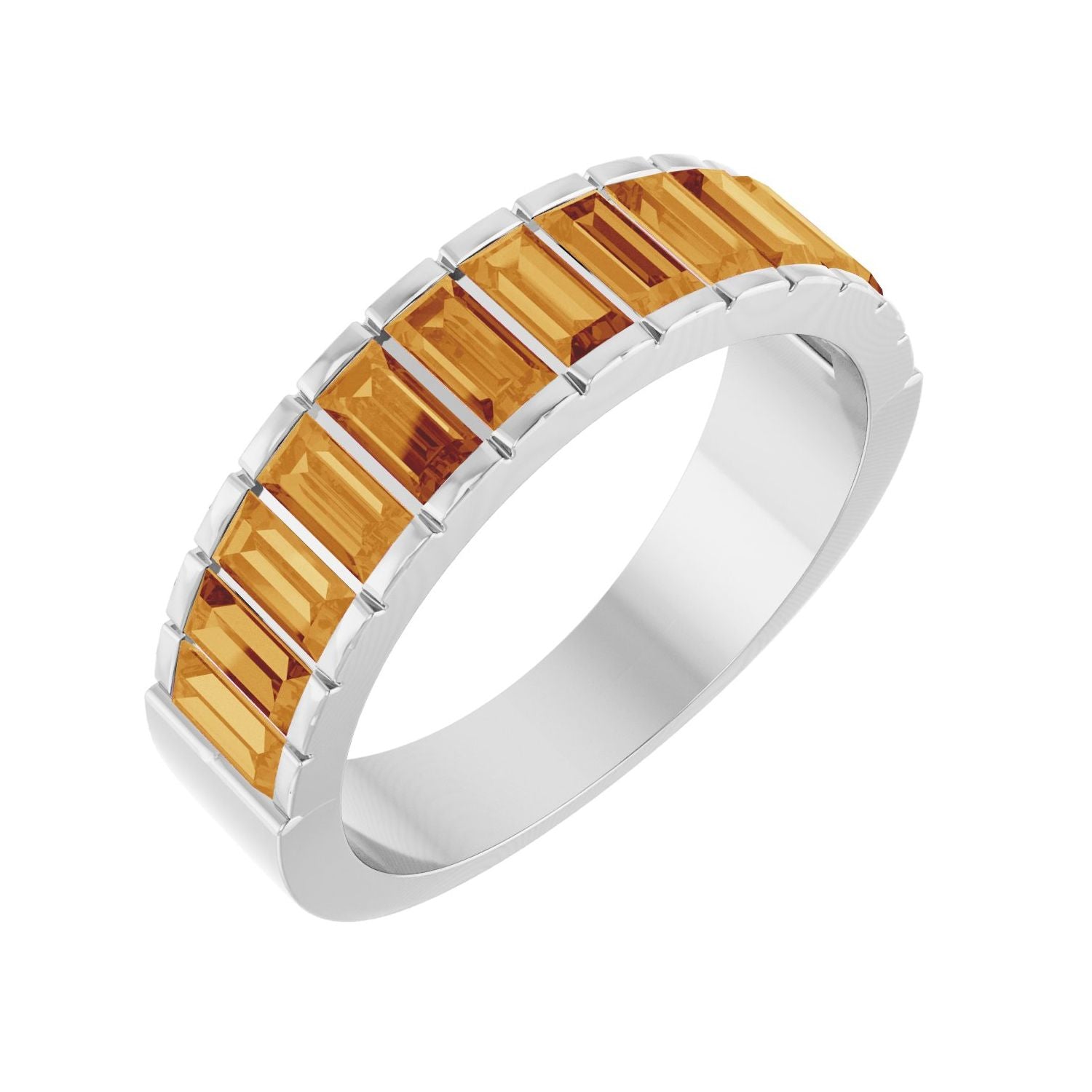 Citrine Channel-Set Ring in 14K White Gold