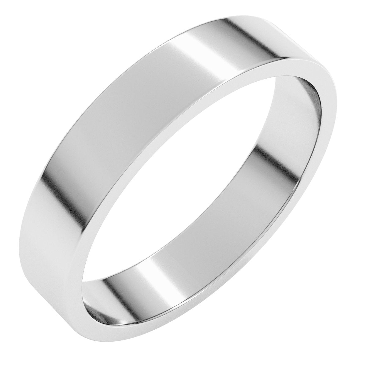 4mm flat wedding band in 10K White Gold