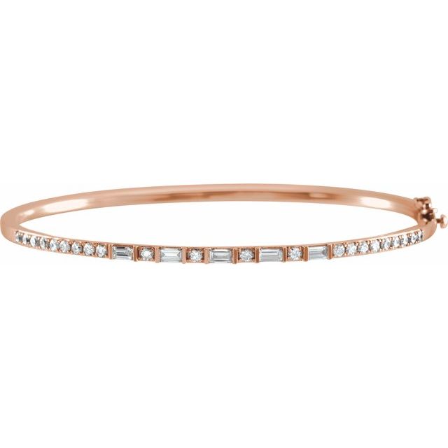 pave diamond bangle bracelet in 14k rose gold