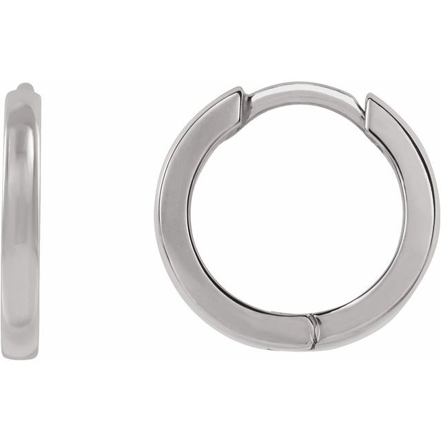 everyday hinged gold hoop earrings in 14k white gold, 12.5 mm