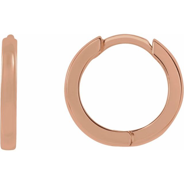 everyday hinged gold hoop earrings in 14k rose gold, 10 mm