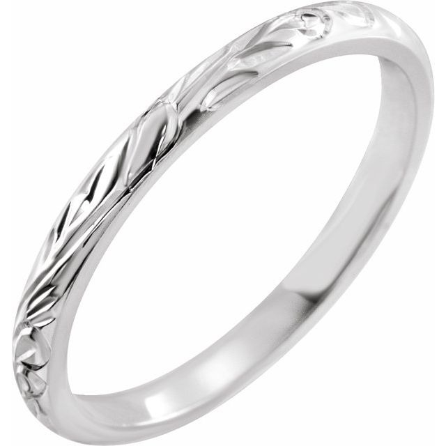 2mm hand-engraved platinum stacking band in Platinum