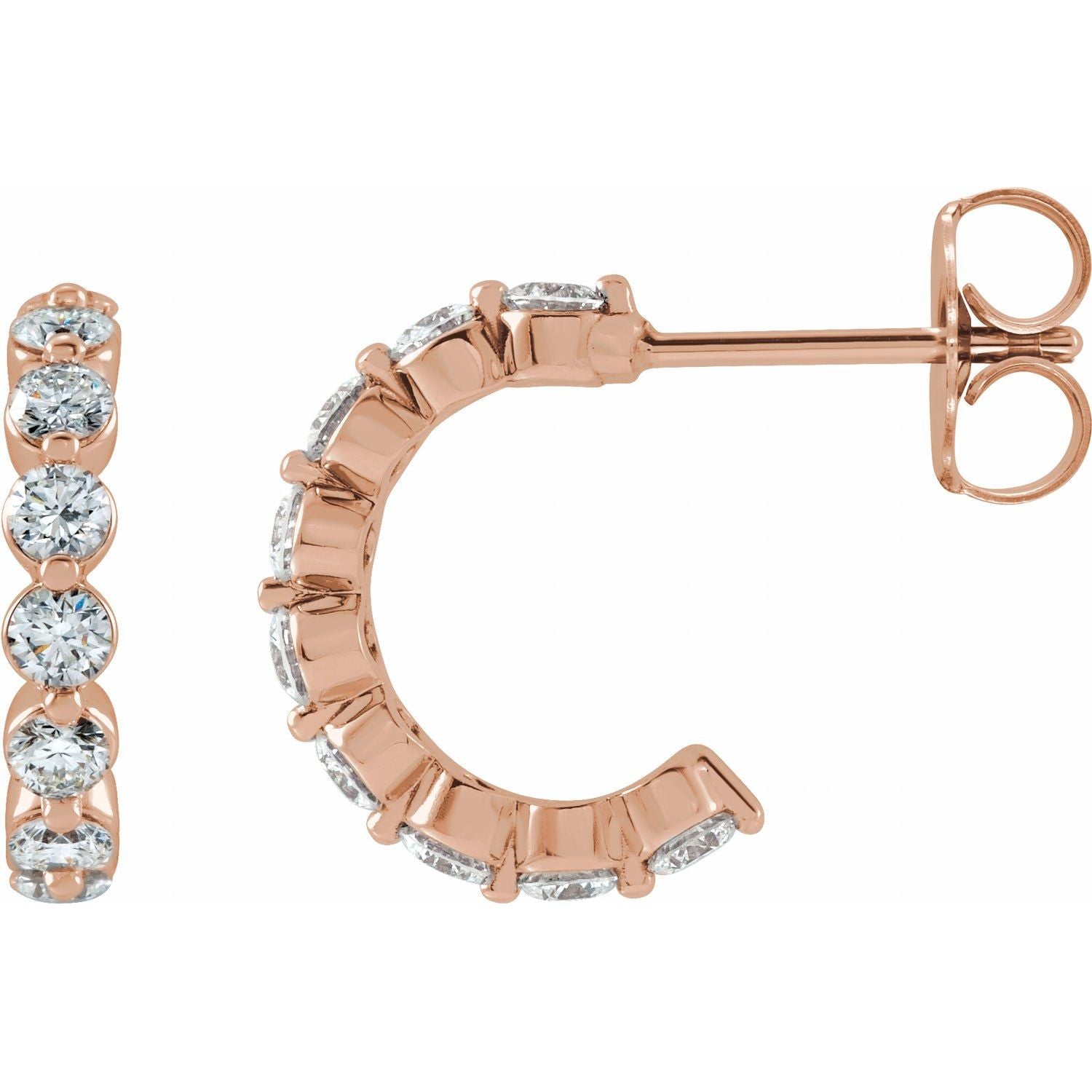 Classic Diamond Hoop Earrings in 14K Rose Gold