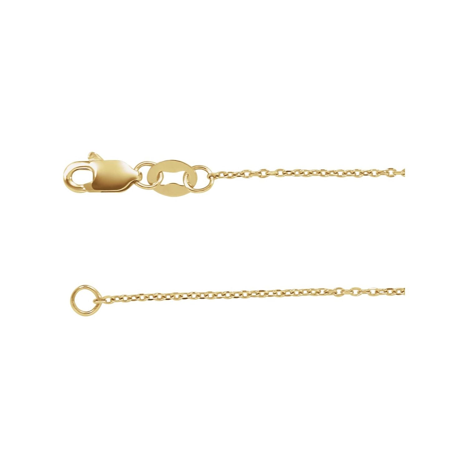 14K Yellow Gold 1 mm diamond-cut cable necklace