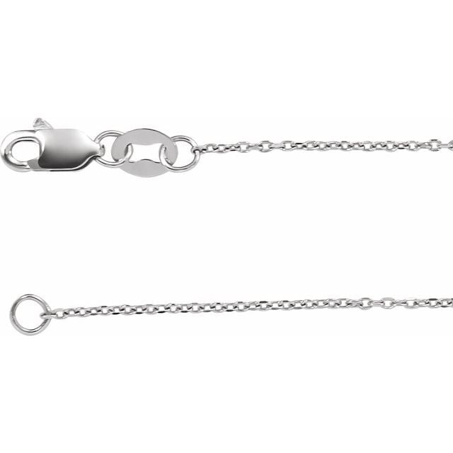1mm diamond-cut cable gold chain necklace in 18k white gold, 16 inch