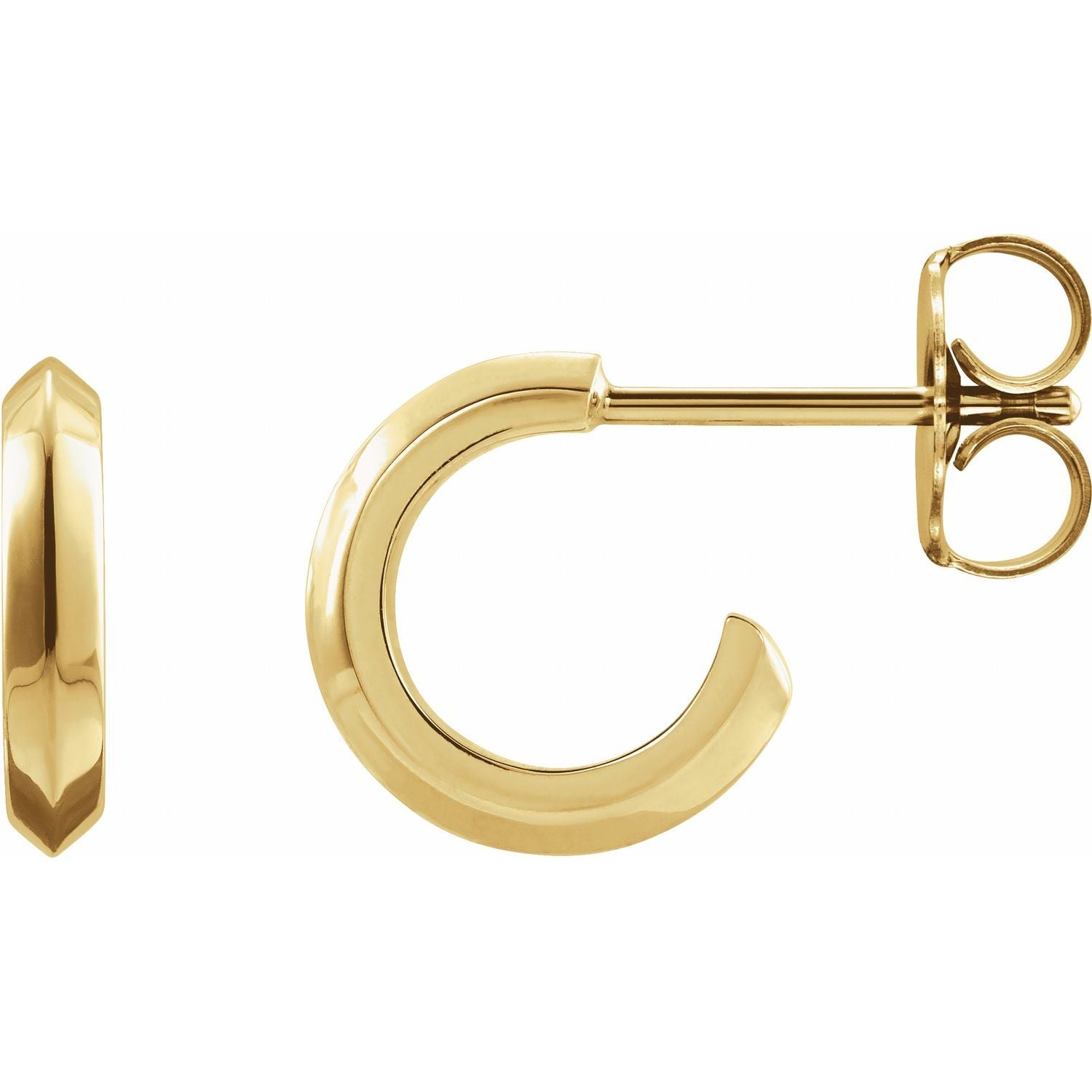 Knife-Edge Gold Hoop Earrings in 14K Yellow Gold