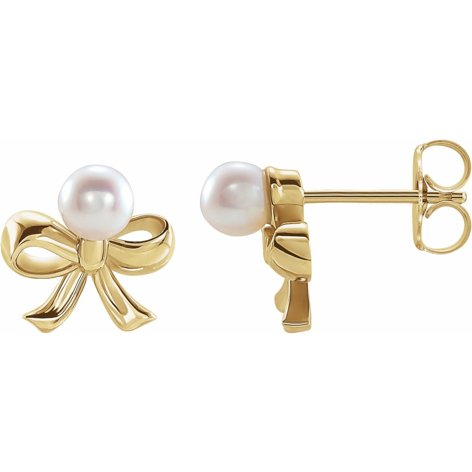 Cultured Akoya Pearl drop earrings in 14K Yellow Gold