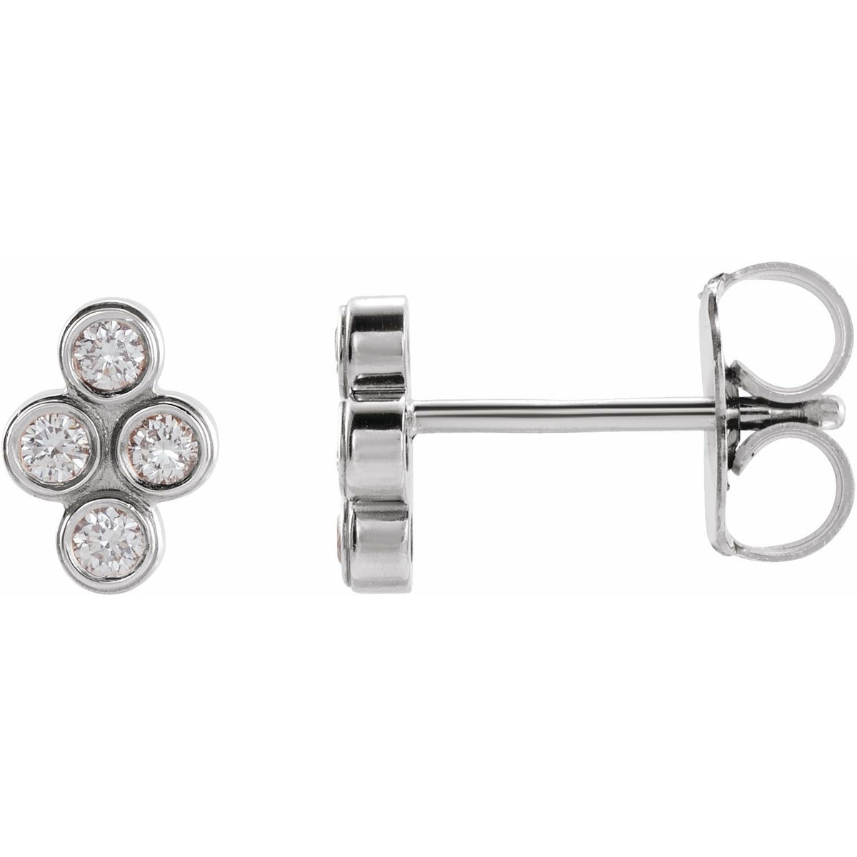 14K White Gold 1/10 ct tw Bezel-Set Diamond Cluster Earrings diamond earrings