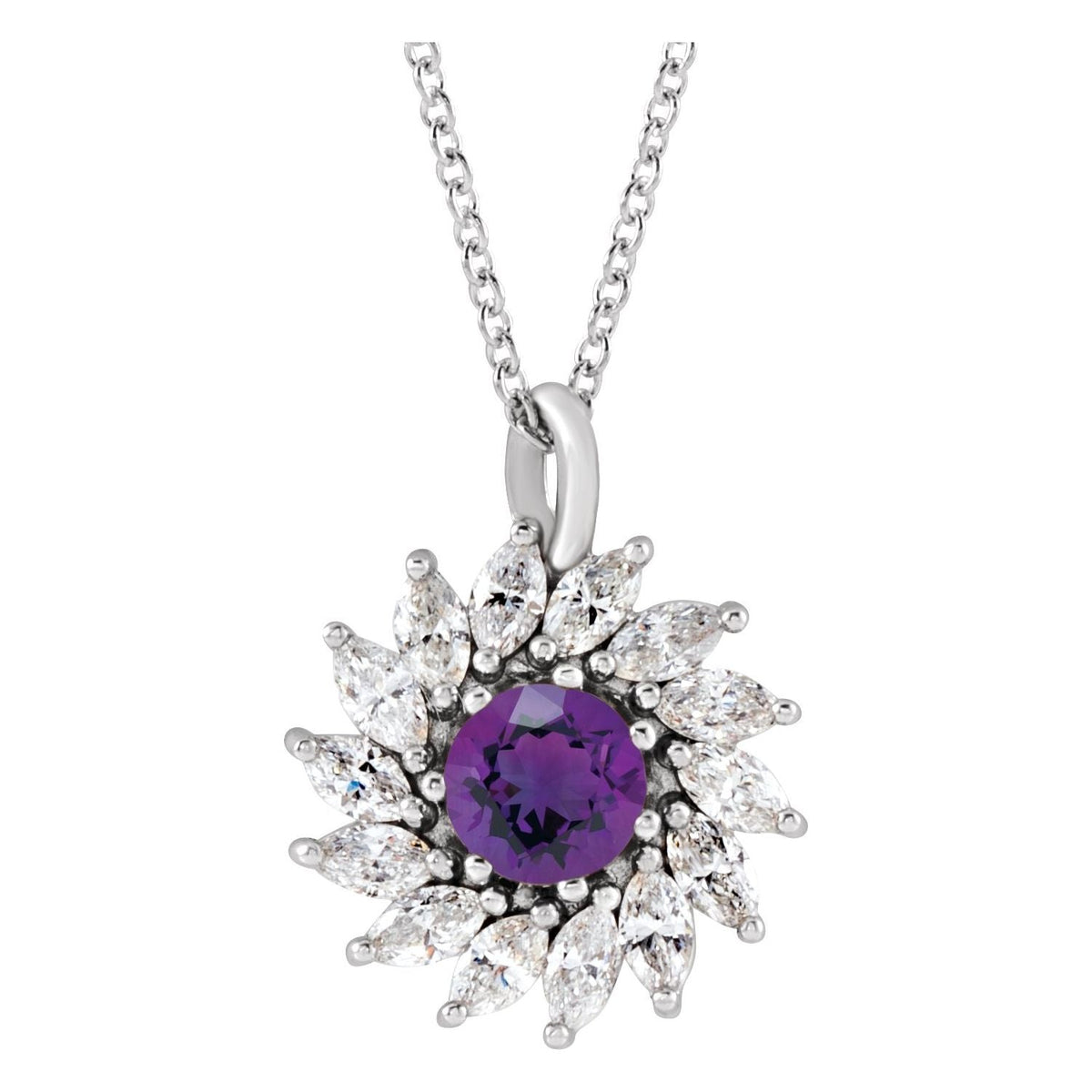 Amethyst & Diamond Statement Halo Pendant
