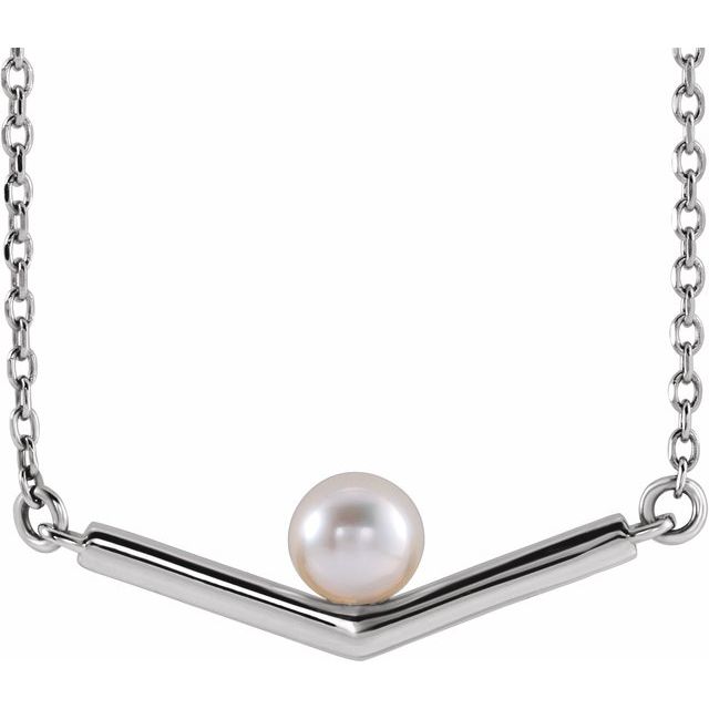 akoya pearl v necklace in 14k white gold, 16"
