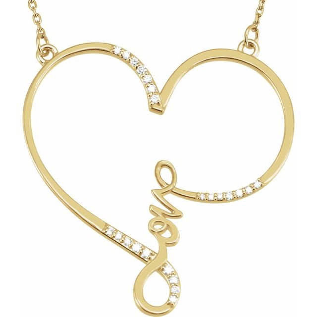 diamond infinity heart necklace in 14k yellow gold