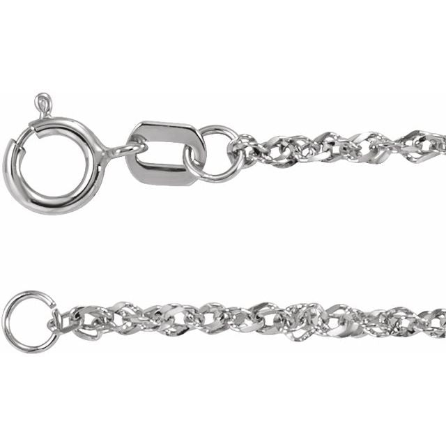 1.2mm diamond-cut singapore gold chain necklace in 14k white gold, 16 inch