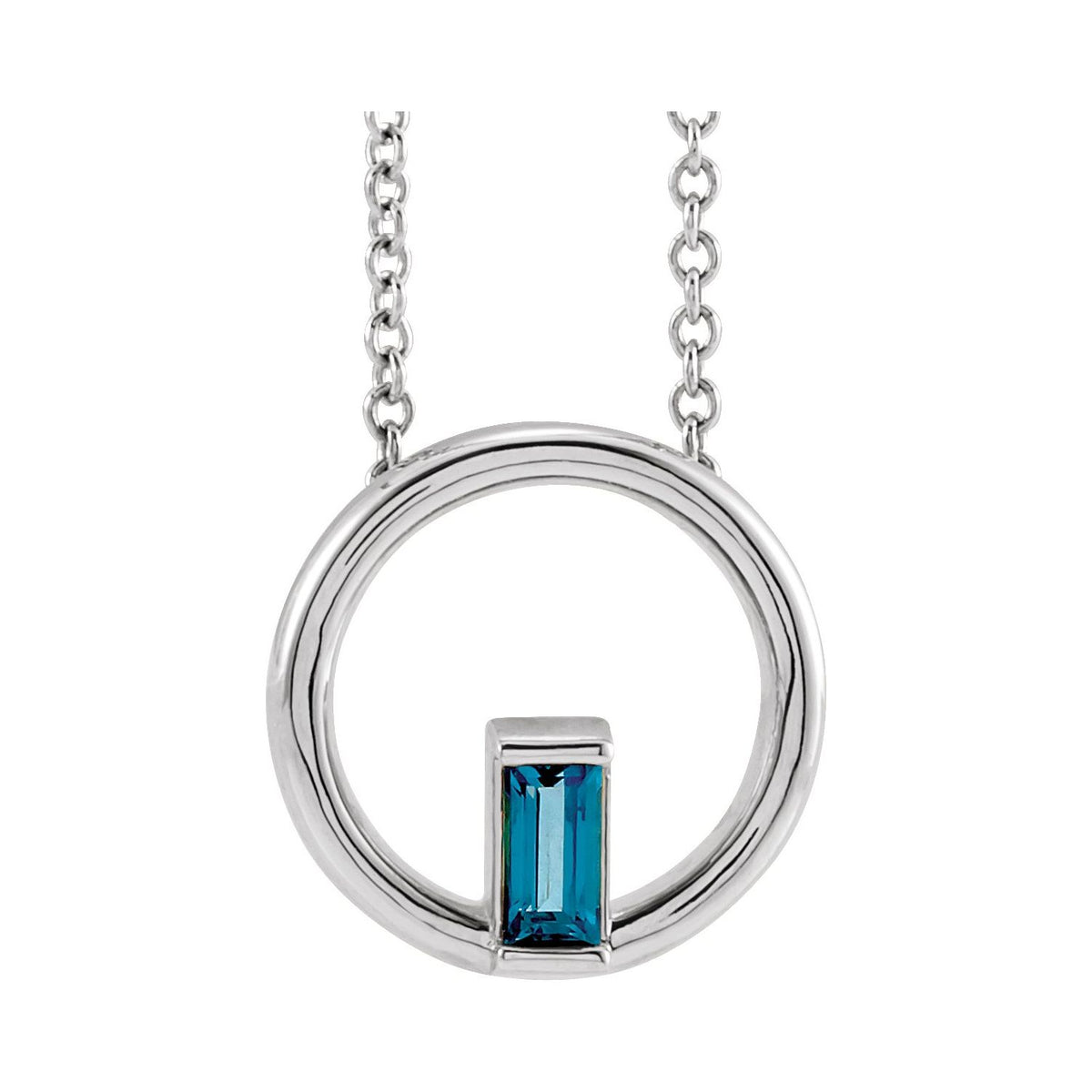 london blue topaz open circle eternity pendant, 14K White Gold