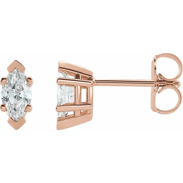 marquise lab-grown diamond stud earrings in 14k white gold