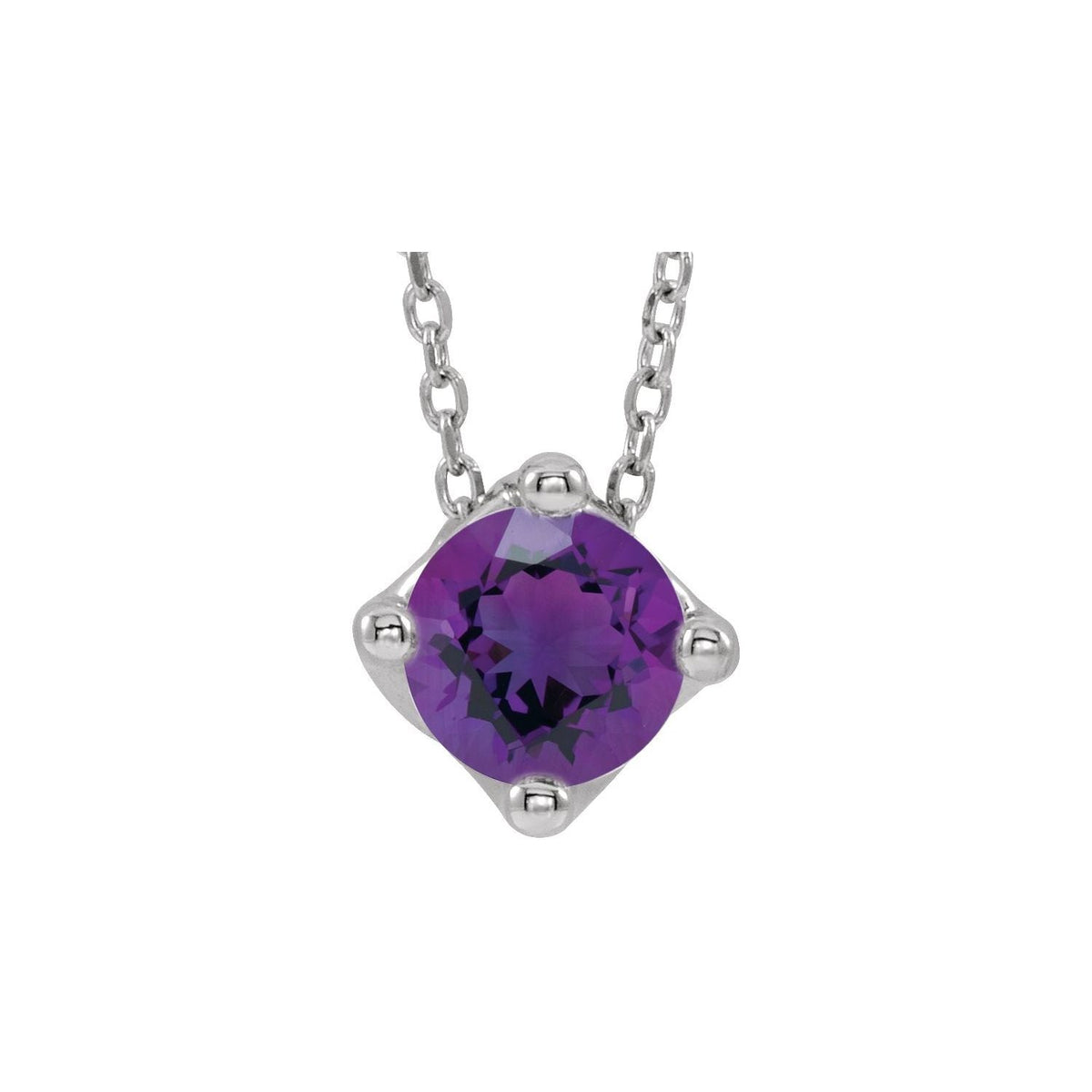 Round Amethyst Solitaire Pendant