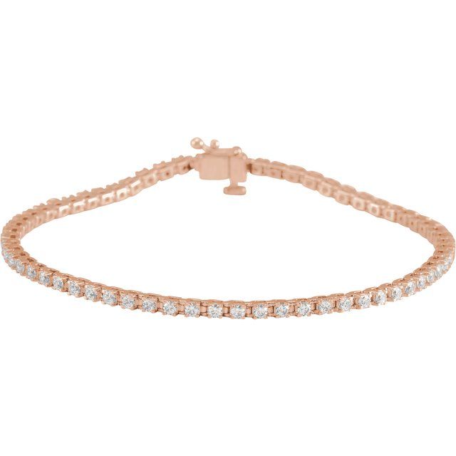 2 ct natural diamond tennis bracelet in 14k rose gold