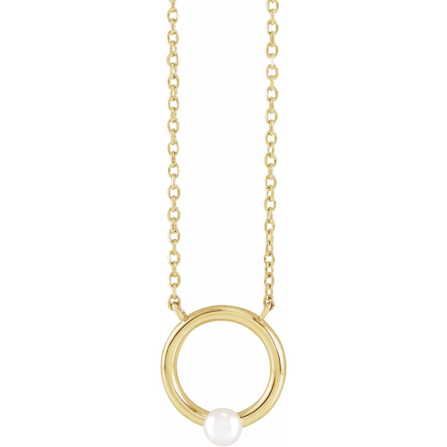Seed Pearl Circle Necklace in 14K Yellow Gold