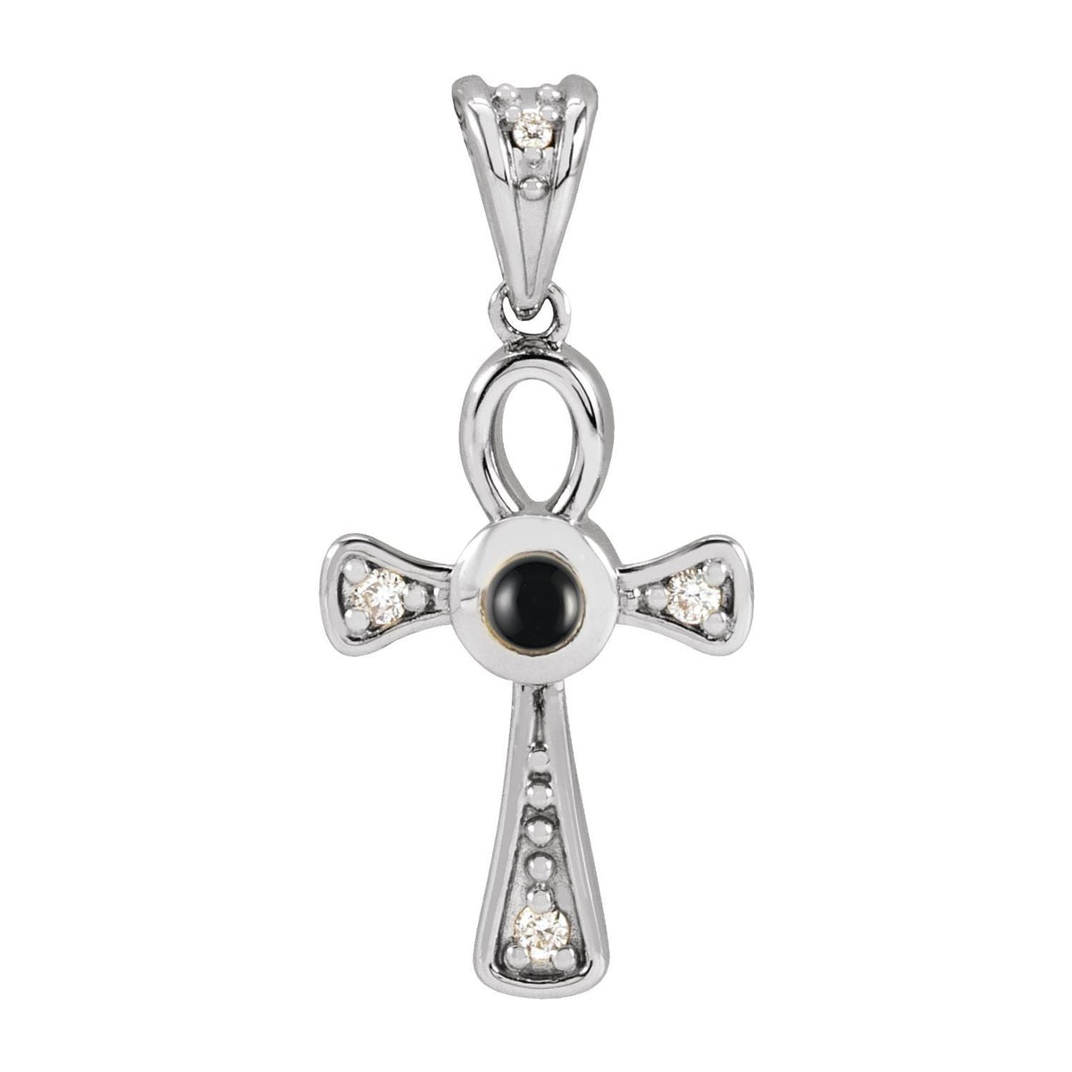 Onyx & Diamond Ankh Pendant