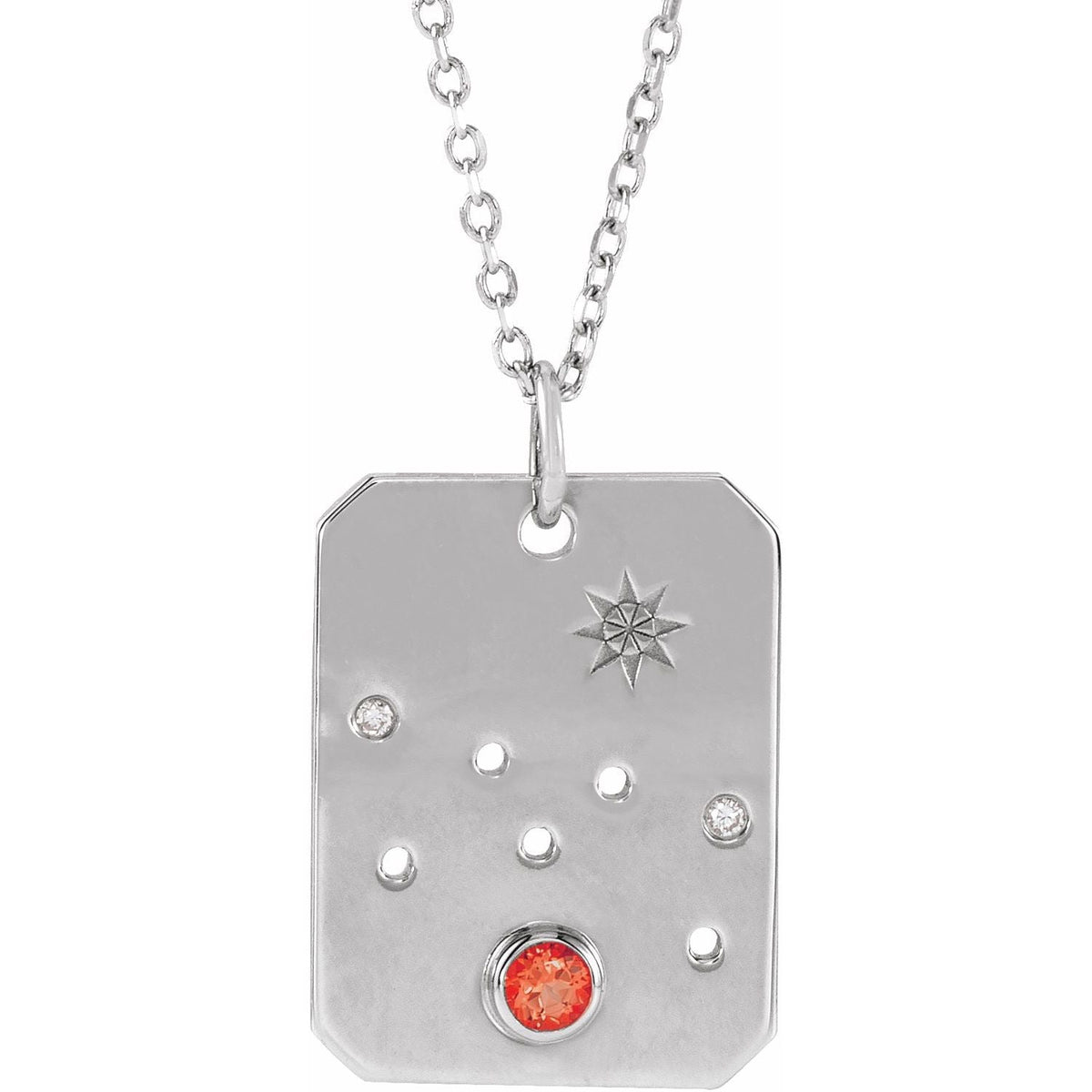 Mexican Fire Opal & Diamond Taurus Constellation Pendant