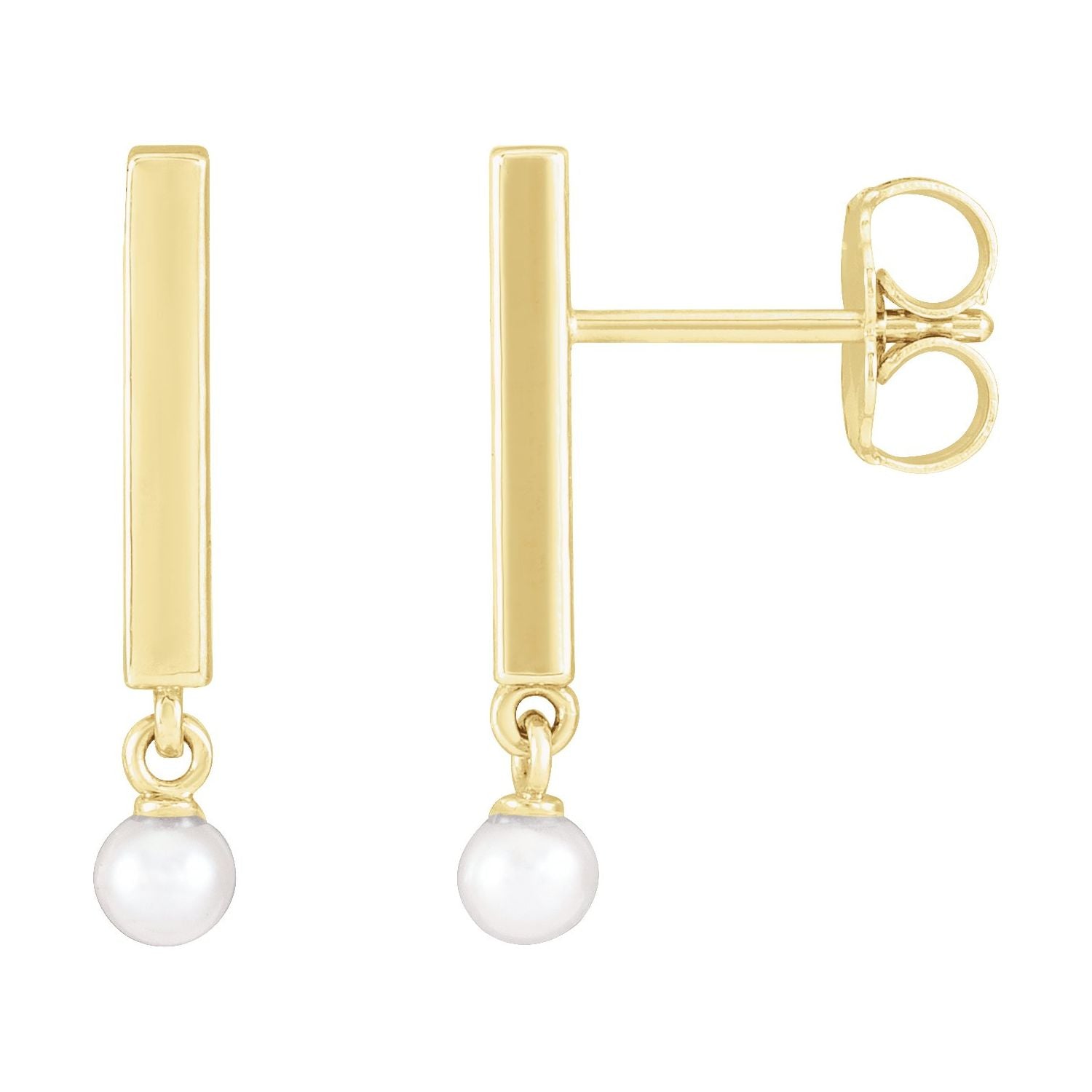 Cultured Seed Pearl drop earrings in 14K Yellow Gold
