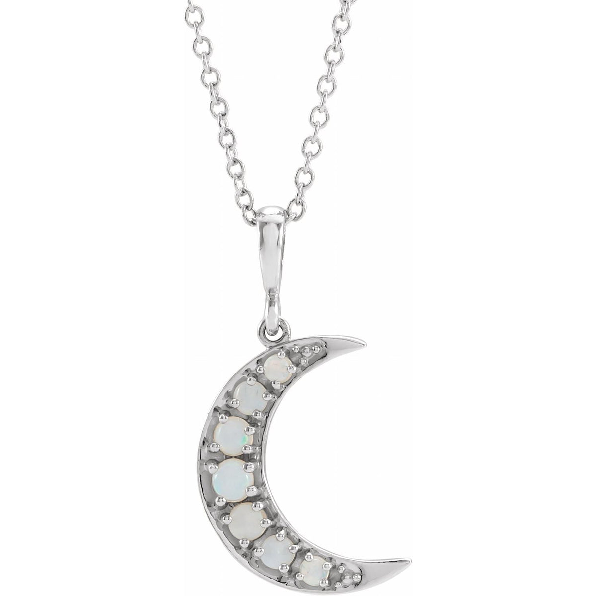 Opal Crescent Moon Pendant