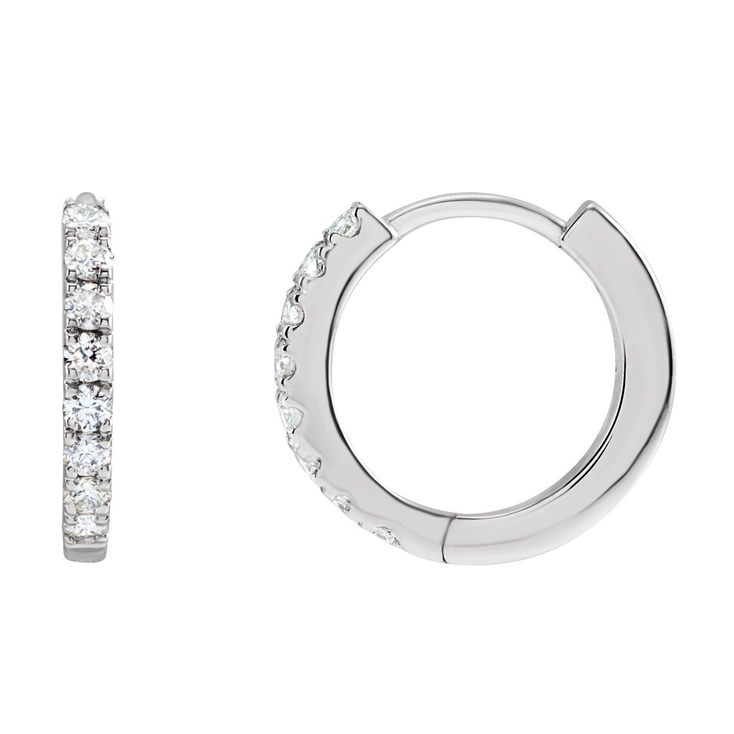 Petite Lab-Grown Diamond Hoop Earrings in 14K White Gold, 1/5 ct