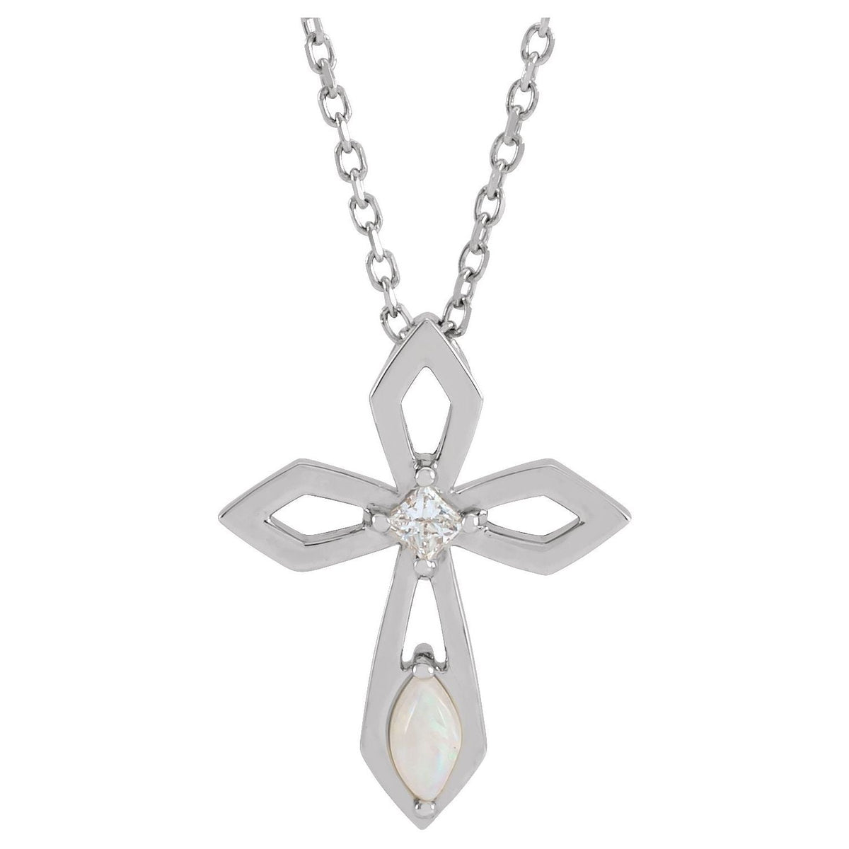 Opal & Diamond Cross Pendant