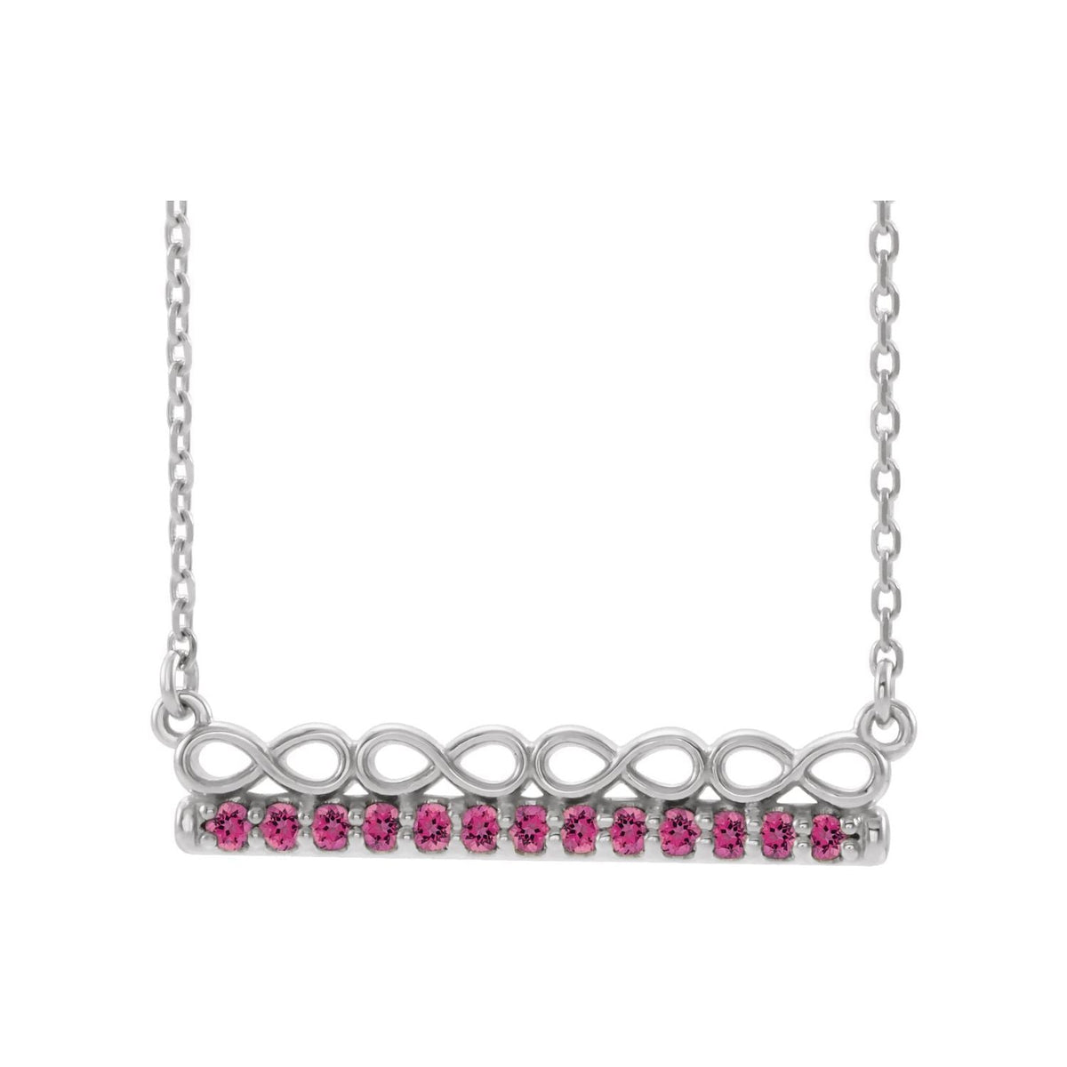 Pink Tourmaline Infinity Bar Pendant