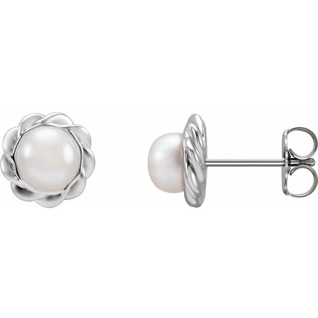 freshwater pearl rope drop earrings in 14k white gold