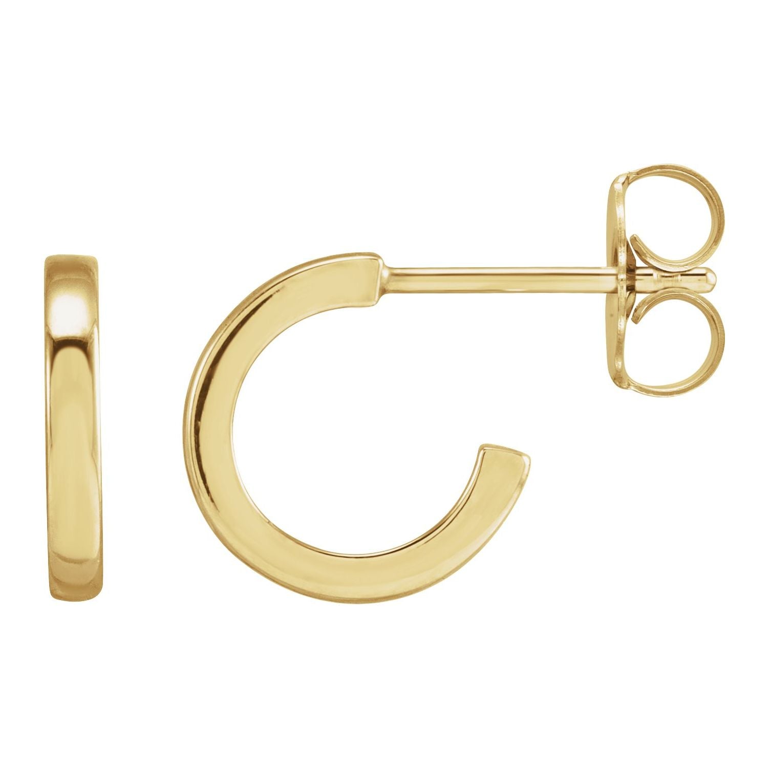 Round Tube 10 mm Gold Hoop Earrings in 14K Yellow Gold