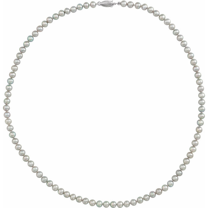Gray Freshwater Cultured Pearl Necklace in 14K White Gold