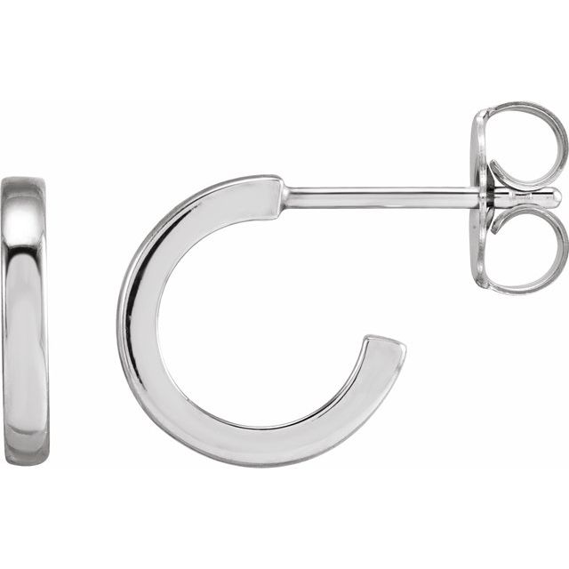 round tube 10 mm gold hoop earrings in 14k white gold