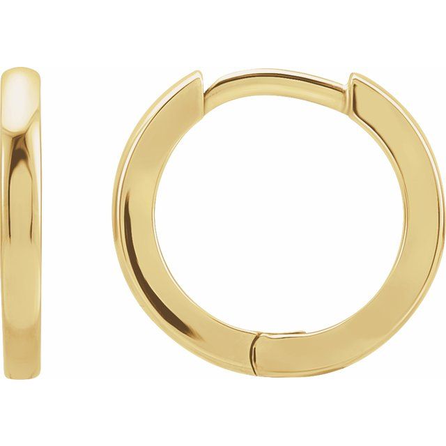 everyday hinged gold hoop earrings in 14k yellow gold, 12.5 mm