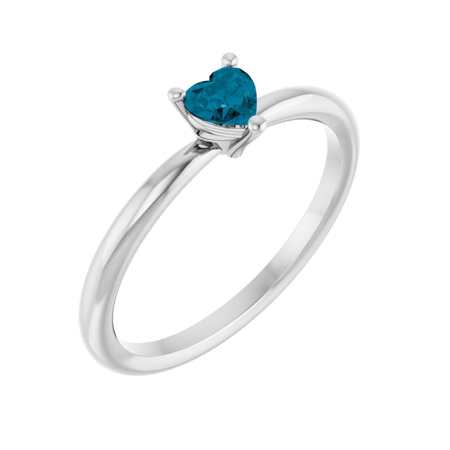 London Blue Topaz Heart Solitaire in 14K White Gold