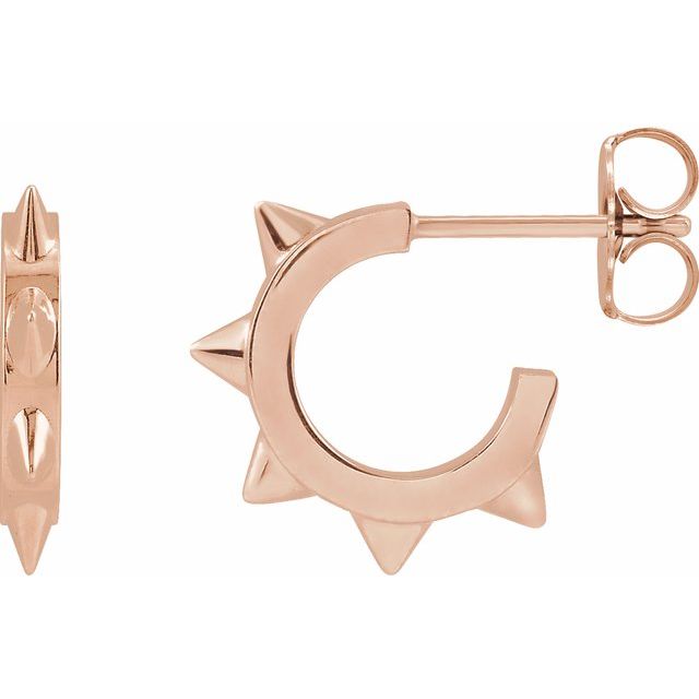 spike gold hoop earrings in 14k rose gold