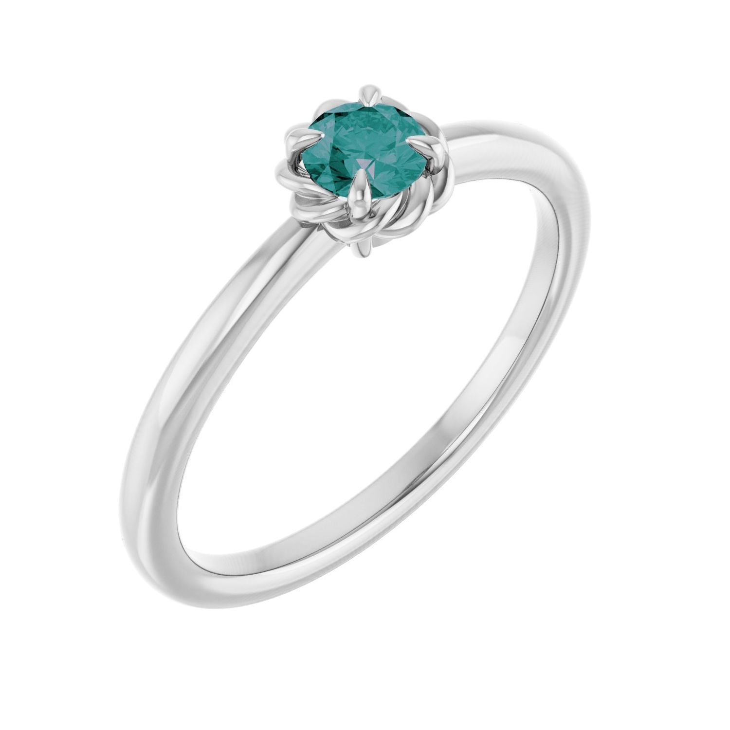Alexandrite Solitaire Rope Ring in 14K White Gold