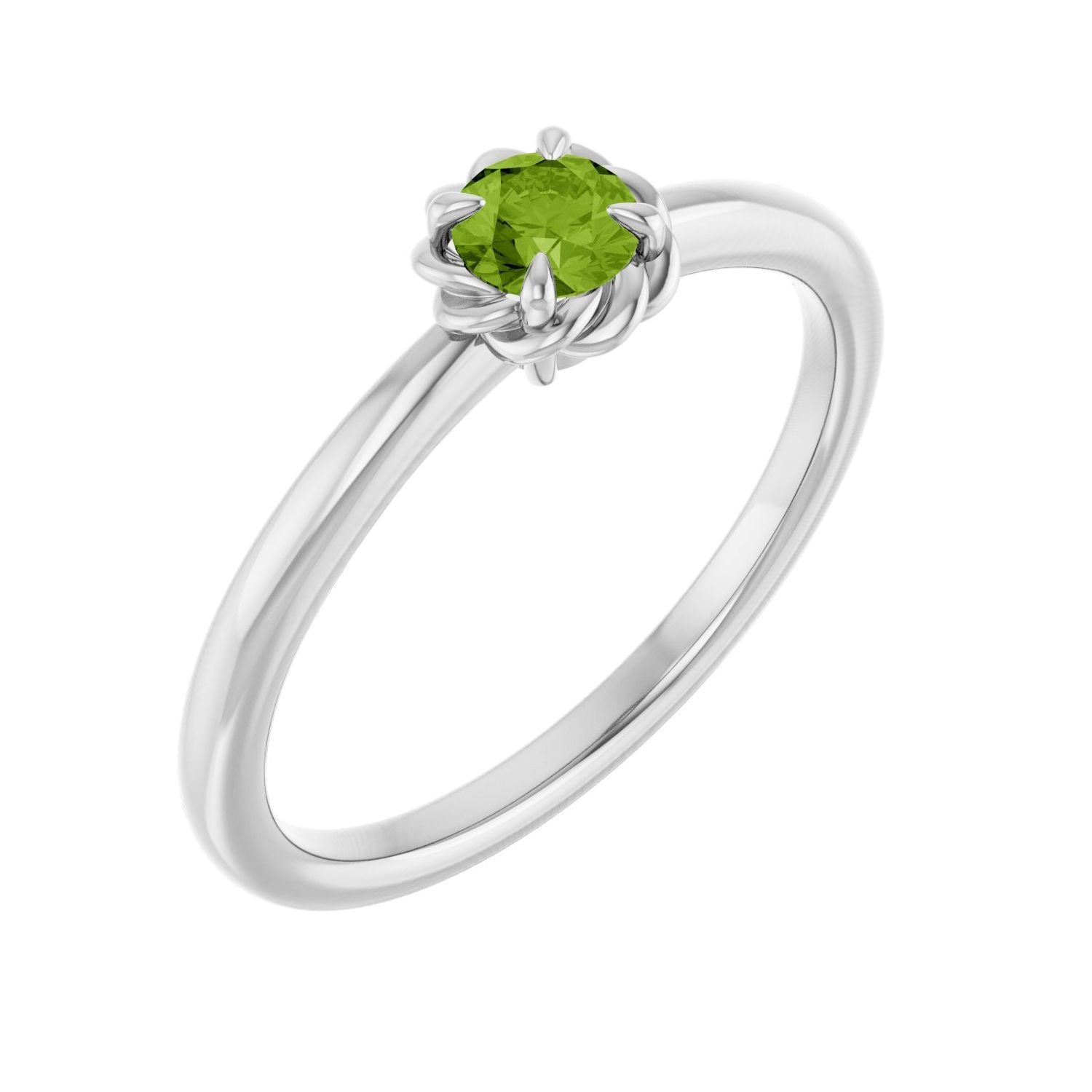 Peridot Rope Solitaire in 14K White Gold