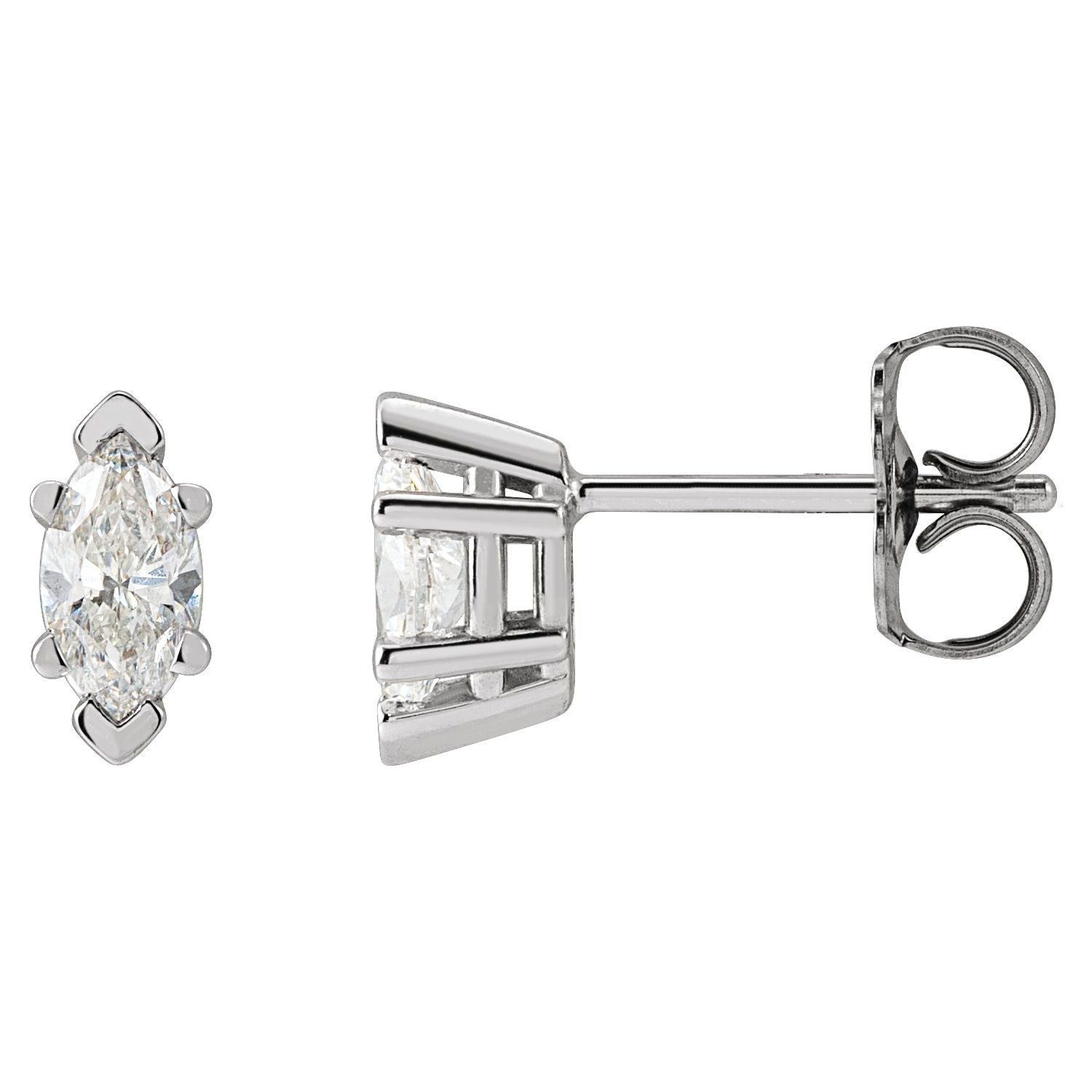 14K White Gold marquise diamond stud earrings