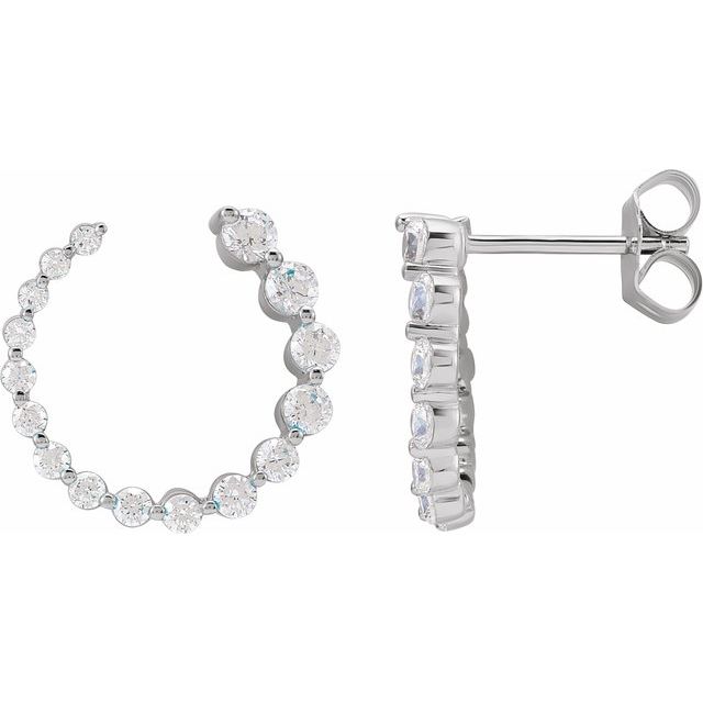lab-grown diamond front-back drop earrings in 14k white gold