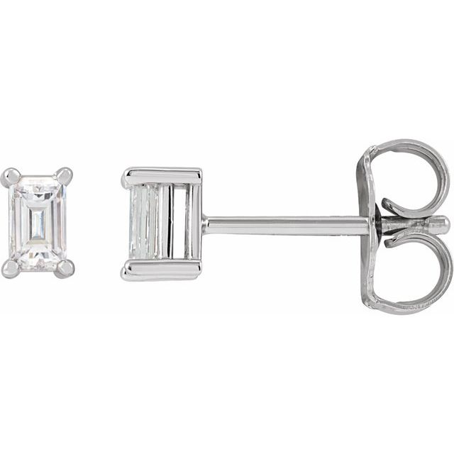 baguette lab-grown diamond stud earrings in 14k white gold