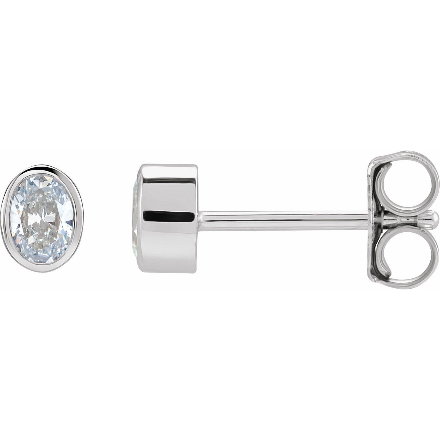 14K White Gold oval diamond stud earrings