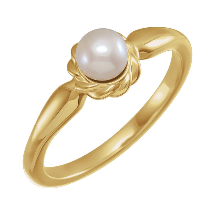 Platinum Cultured Pearl Ring in 14K Yellow Gold