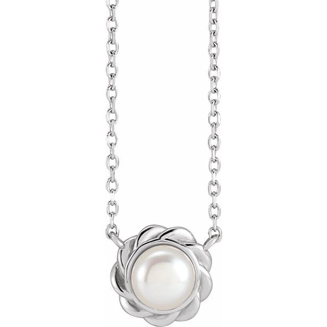 white freshwater cultured pearl necklace in 14k white gold