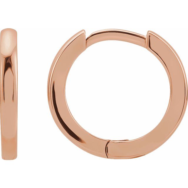 everyday hinged gold hoop earrings in 14k rose gold, 12.5 mm