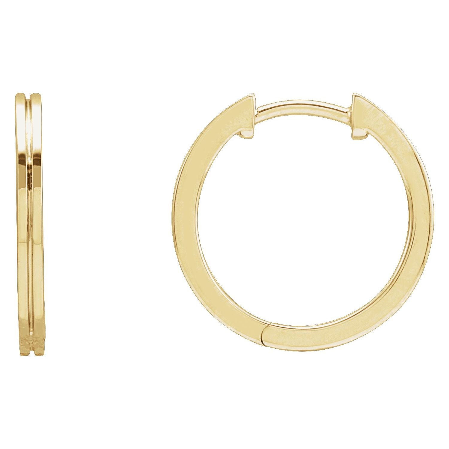 Grooved Huggie Gold Hoop Earrings in 14K Yellow Gold