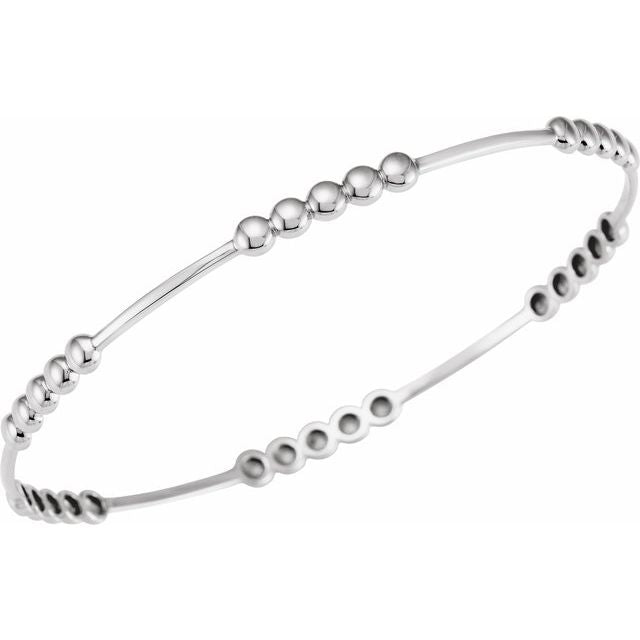 beaded-edge bangle bracelet in 14k white gold