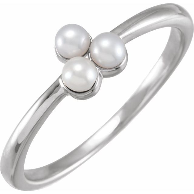 cultured pearl cluster ring in 14k white gold