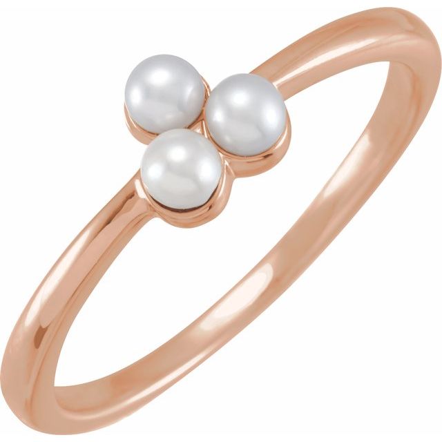 cultured pearl cluster ring in 14k rose gold