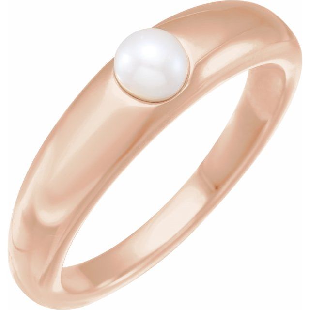 domed akoya pearl ring in 14k rose gold