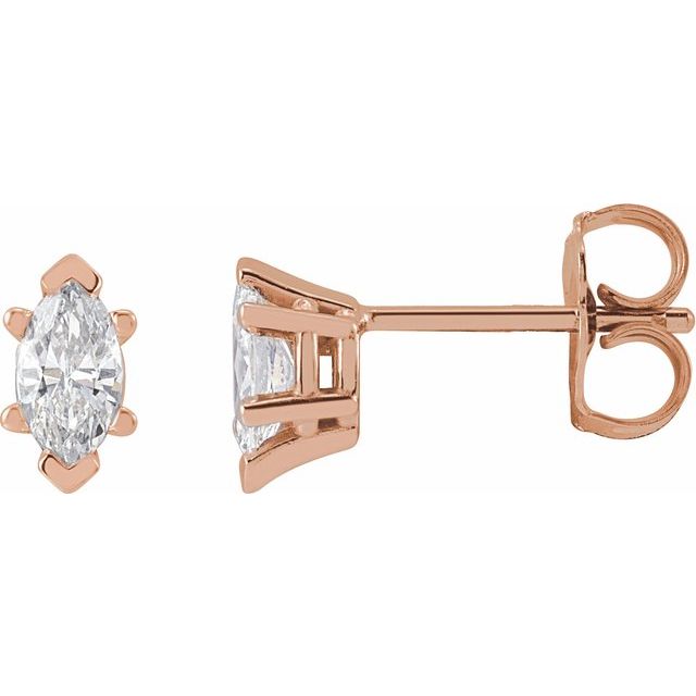marquise lab-grown diamond stud earrings in 14k rose gold